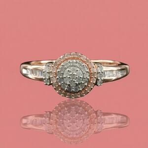 Vintage Rose-Tone Sterling Silver & Diamond Band